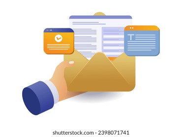 Hand holding email data concept illustration