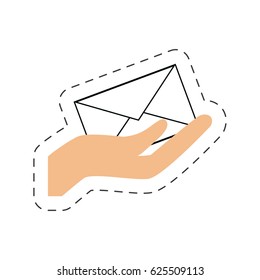 hand holding email envelope online letter