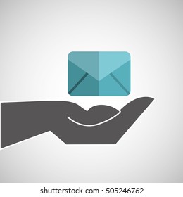 hand holding a email icon, vector illustration