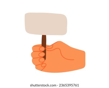 Hand holding empty banner. Copy space. Activism concept. Message board. Flat vector illustration isolated on white background. Template of banner, poster. Wrestling concept
