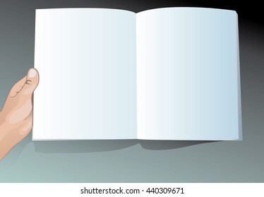 hand holding empty notebook vector