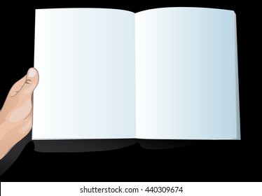hand holding empty notebook vector