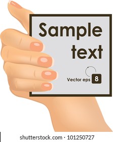 Hand holding an empty paper, vector illustration
