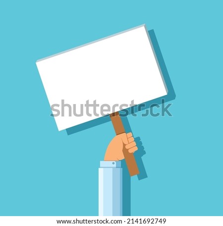 hand holding empty plate,  signboard vector illustration