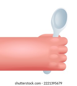 Hand holding empty spoon - isolated illustration in 3D style