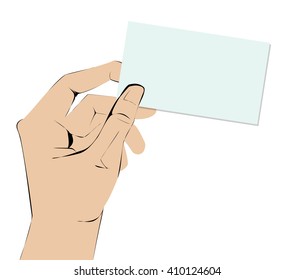 Hand holding empty visiting card.
