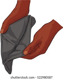 Hand holding empty wallet