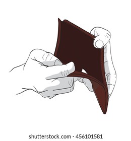 Hand Holding Empty Wallet Vector
