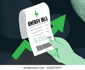 The hand holding energy bill - a concept illustration of energy crisis