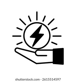 Hand Holding Energy Symbol Representing Power and Sustainable Energy