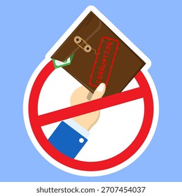 Hand holding an envelope with a corruption stamp suitable for anticorruption campaigns, legal concepts, ethical business practices, transparency themes.
