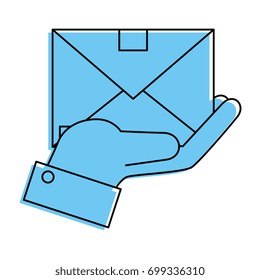 hand holding a envelope icon