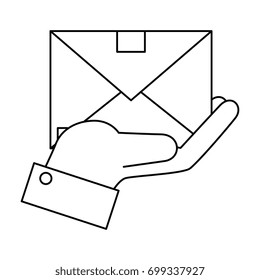 hand holding a envelope icon
