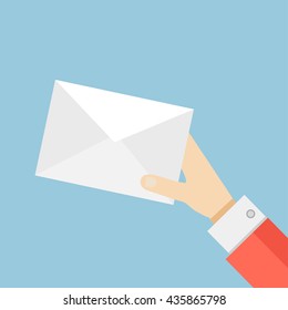 Hand holding envelope letter vector illustration