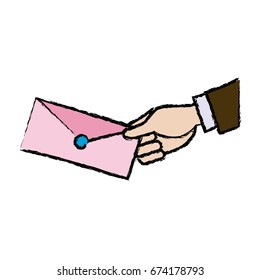 hand holding envelope mail postal icon