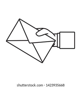 hand holding envelope send email vector illustration