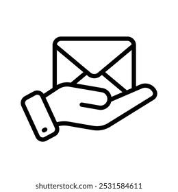 Hand holding an envelope symbolizing email delivery or message service icon