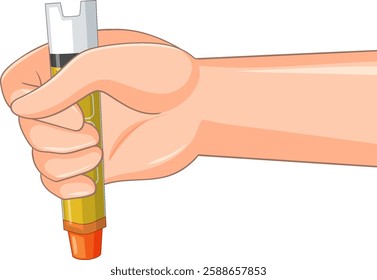 Hand holding an epinephrine auto-injector device