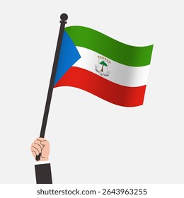 Hand Holding Equatorial Guinea Waving Flag