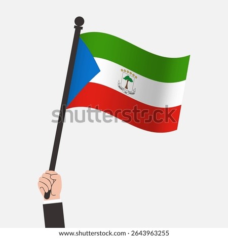 Hand Holding Equatorial Guinea Waving Flag