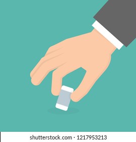 Hand holding eraser tool