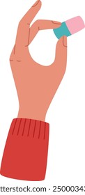 Hand Holding Eraser Vector Illustration