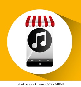 hand holding e-shopping music design vector illustration eps 10