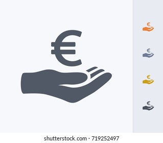 Hand Holding Euro - Carbon Icons. A professional, pixel-aligned icon.  