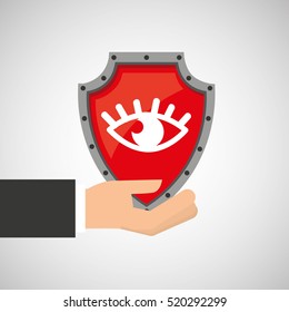 hand holding eye shield protection data vector illustration eps 10