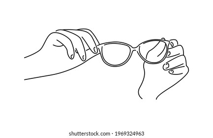 Hand holding eyeglasses vector illustration