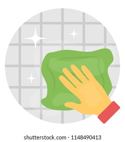 
Hand holding a fabric duster and rubbing it over tiles, notion for tiles cleaning icon
