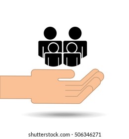 hand holding family person group design vector illustration