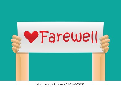 Hand holding farewell sign vector illustration.