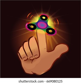 Hand holding fidget spinner. Flat style vector illustration