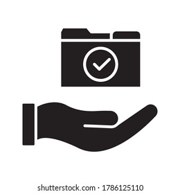 hand holding the file folder on white background