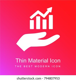 Hand holding up a financial graph red and pink gradient material white icon minimal design