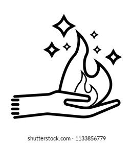 hand holding a fire icon