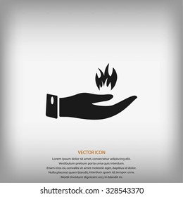 hand holding a fire icon
