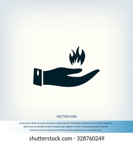 hand holding a fire icon