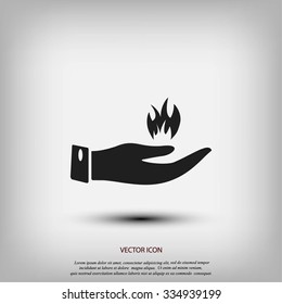 hand holding a fire icon