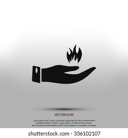 hand holding a fire icon