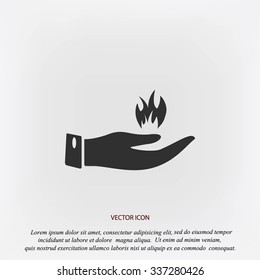 hand holding a fire icon