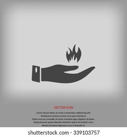 hand holding a fire icon