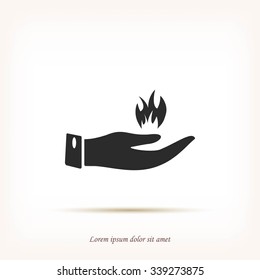 hand holding a fire icon