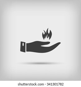 hand holding a fire icon