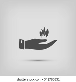 hand holding a fire icon
