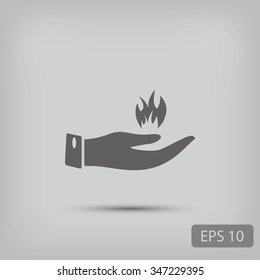 hand holding a fire icon