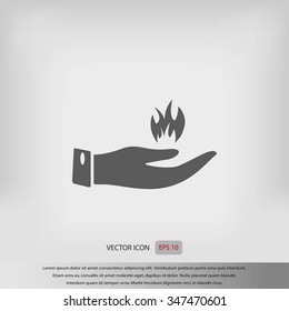 hand holding a fire icon