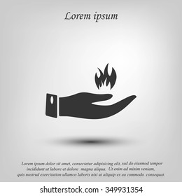 hand holding a fire icon