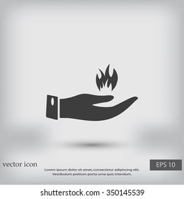 hand holding a fire icon